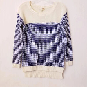 Avaleigh Oversized Twisted Stripe Sweater Cotton blend knit sweater Ribbed  XS